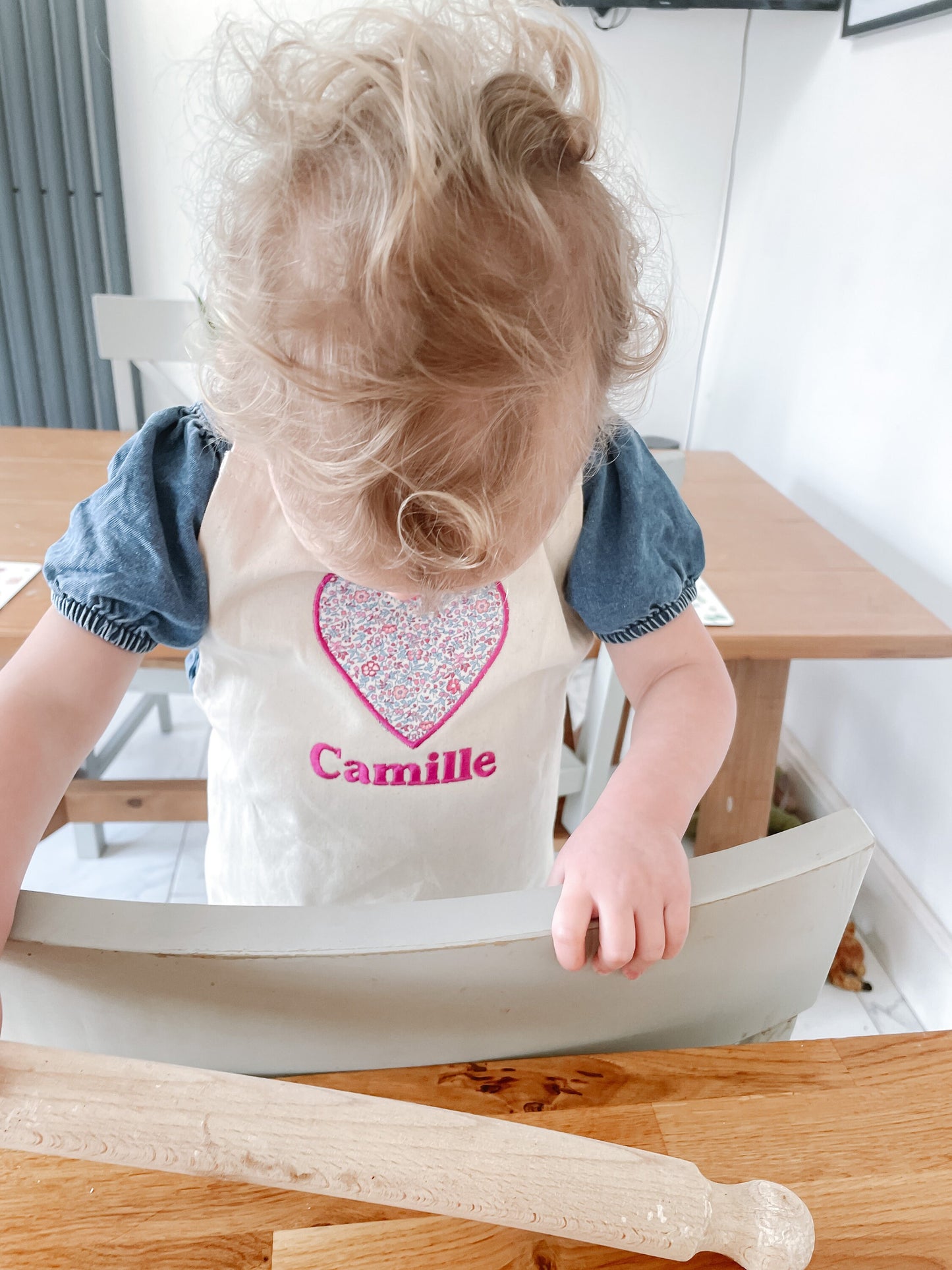 Personalised apron | children’s liberty print personalised embroidered apron | craft | baking | cooking apron
