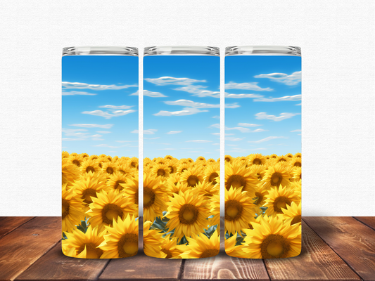 Sunflower 20oz Stainless Steel Tumbler with Lid and Straw – Insulated Travel Mug for Hot or Cold Drinks