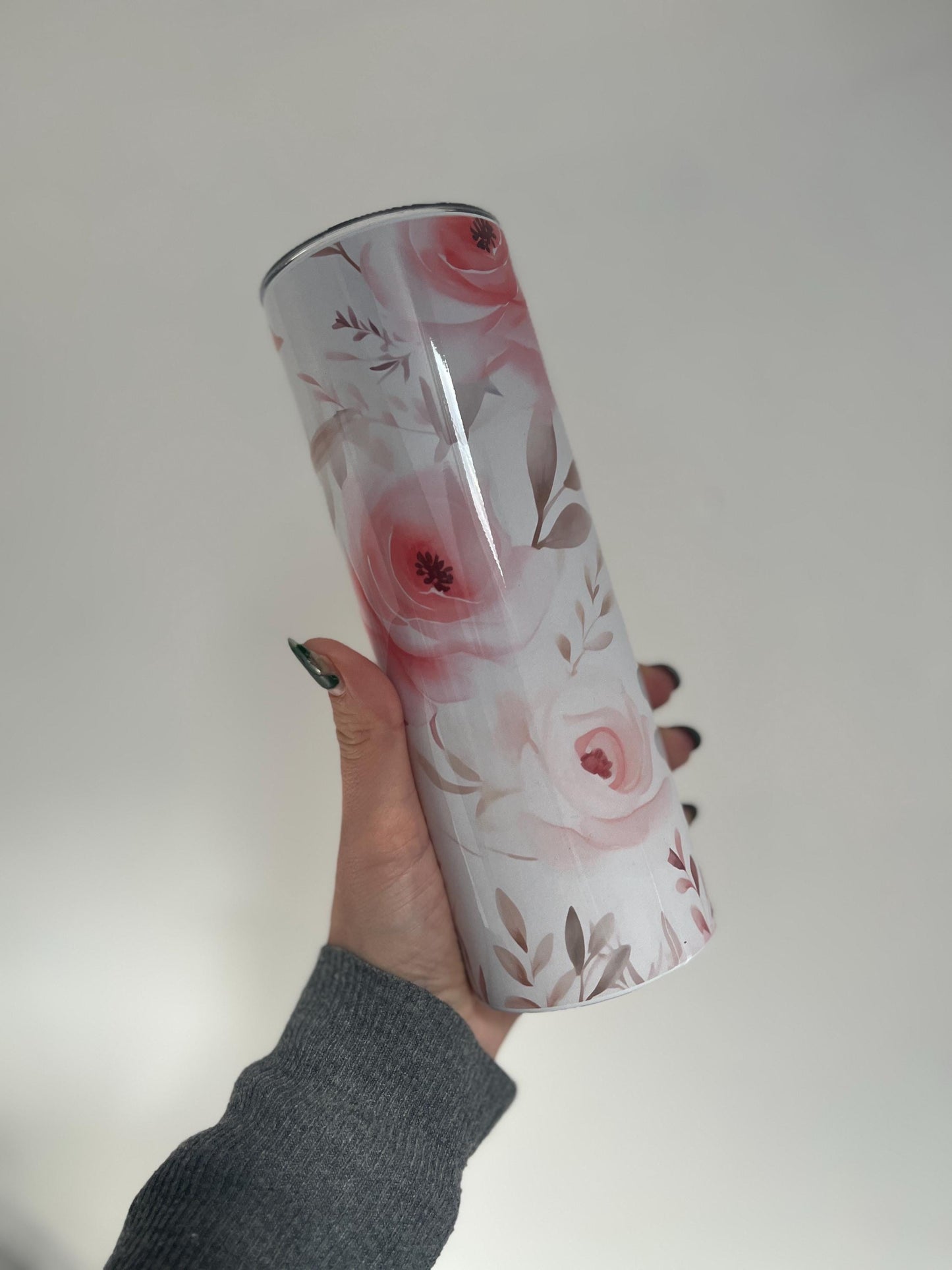 Soft pink roses 20oz tumbler | coffee travel cup | personalised travel tea mug | floral tumbler