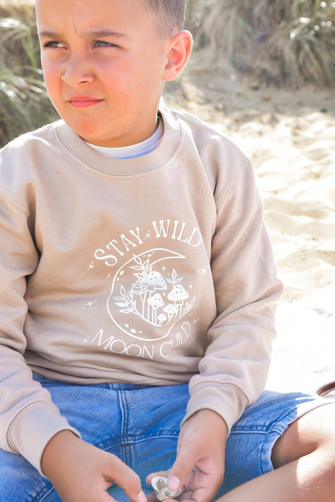 π "Stay Wild Moon Child" Kids' Sweatshirt β Cozy Cotton Jumper with Vinyl Print π