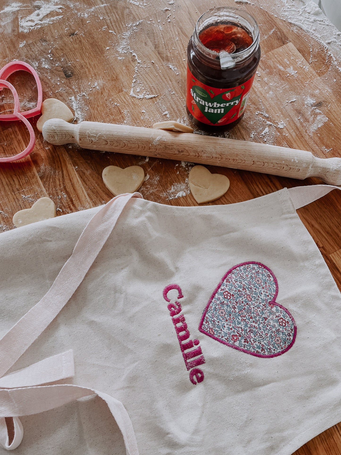 Personalised apron | children’s liberty print personalised embroidered apron | craft | baking | cooking apron