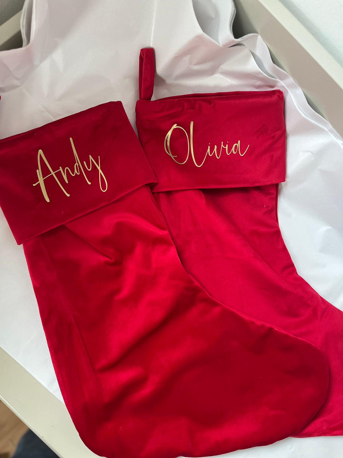 Personalised velvet Christmas stocking