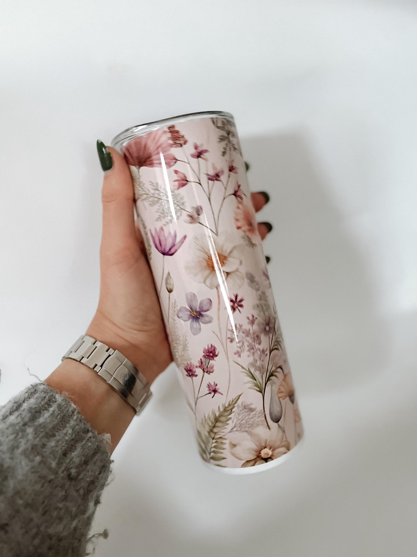 Floral themed Tumbler | pink, purple flower tumbler | 20oz hot & cold drink tumbler | water bottle