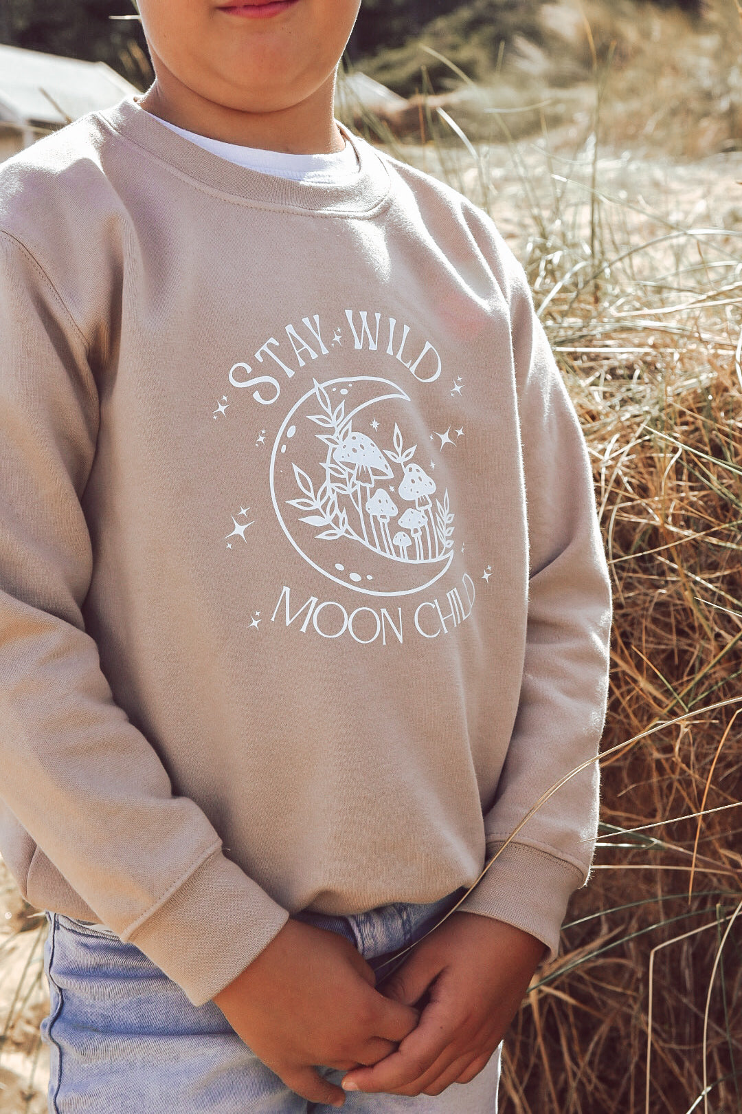 π "Stay Wild Moon Child" Kids' Sweatshirt β Cozy Cotton Jumper with Vinyl Print π