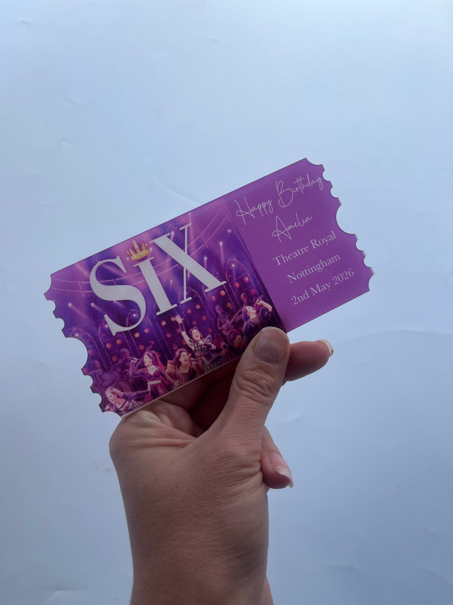 Personalised printed keepsake acrylic ticket