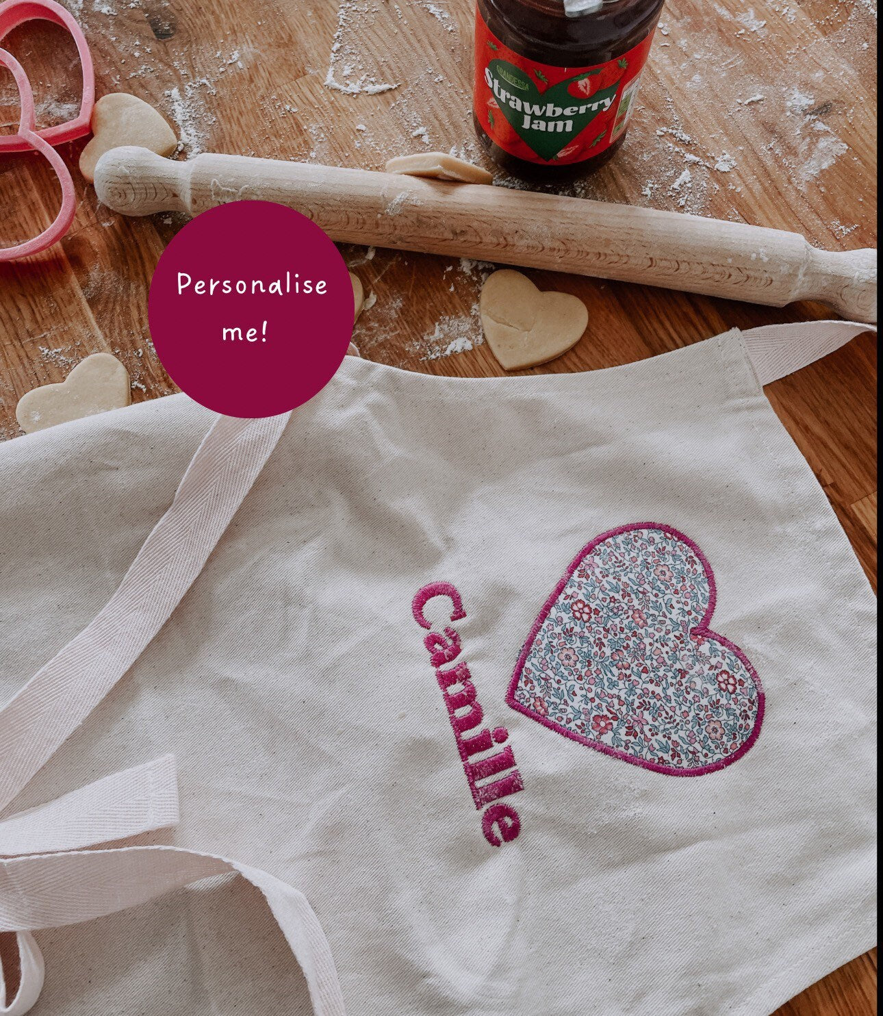 Personalised apron | children’s liberty print personalised embroidered apron | craft | baking | cooking apron