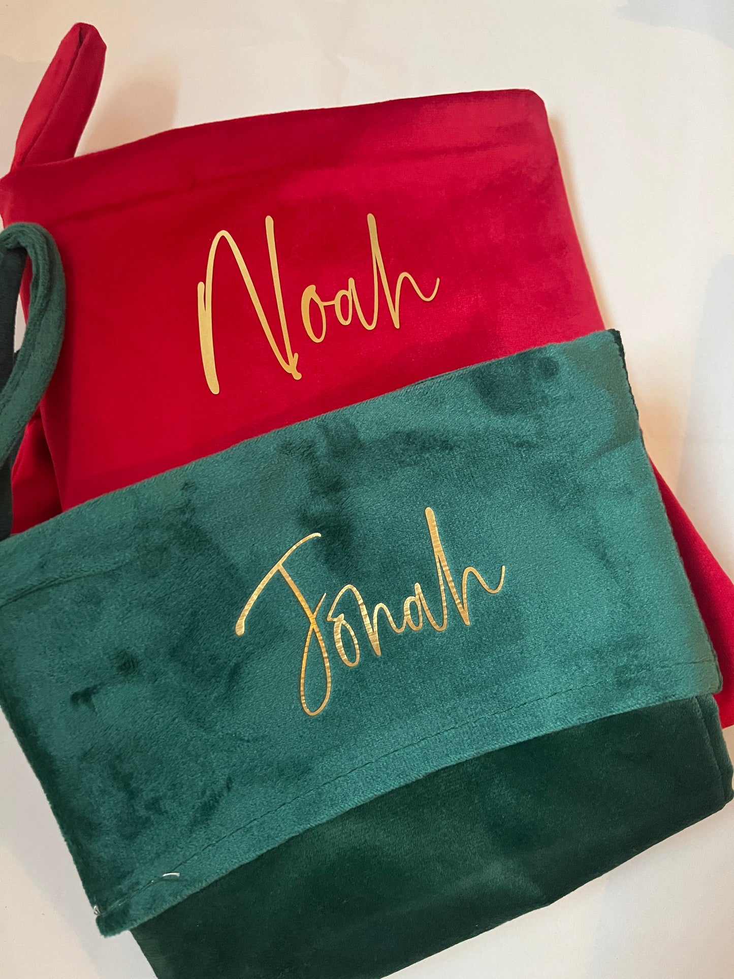 Personalised velvet Christmas stocking