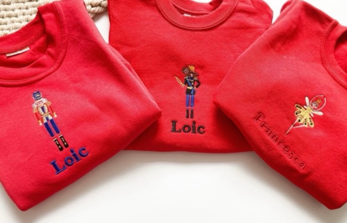 Personalised embroidered children's Christmas Nutrcracker | fairy  sweatshirt | Matching Christmas Jumpers