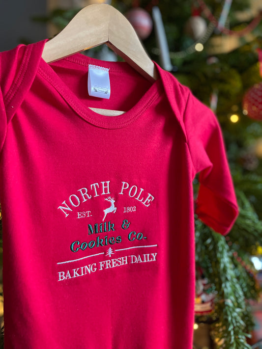 Embroidered baby Christmas romper | sleepsuit
