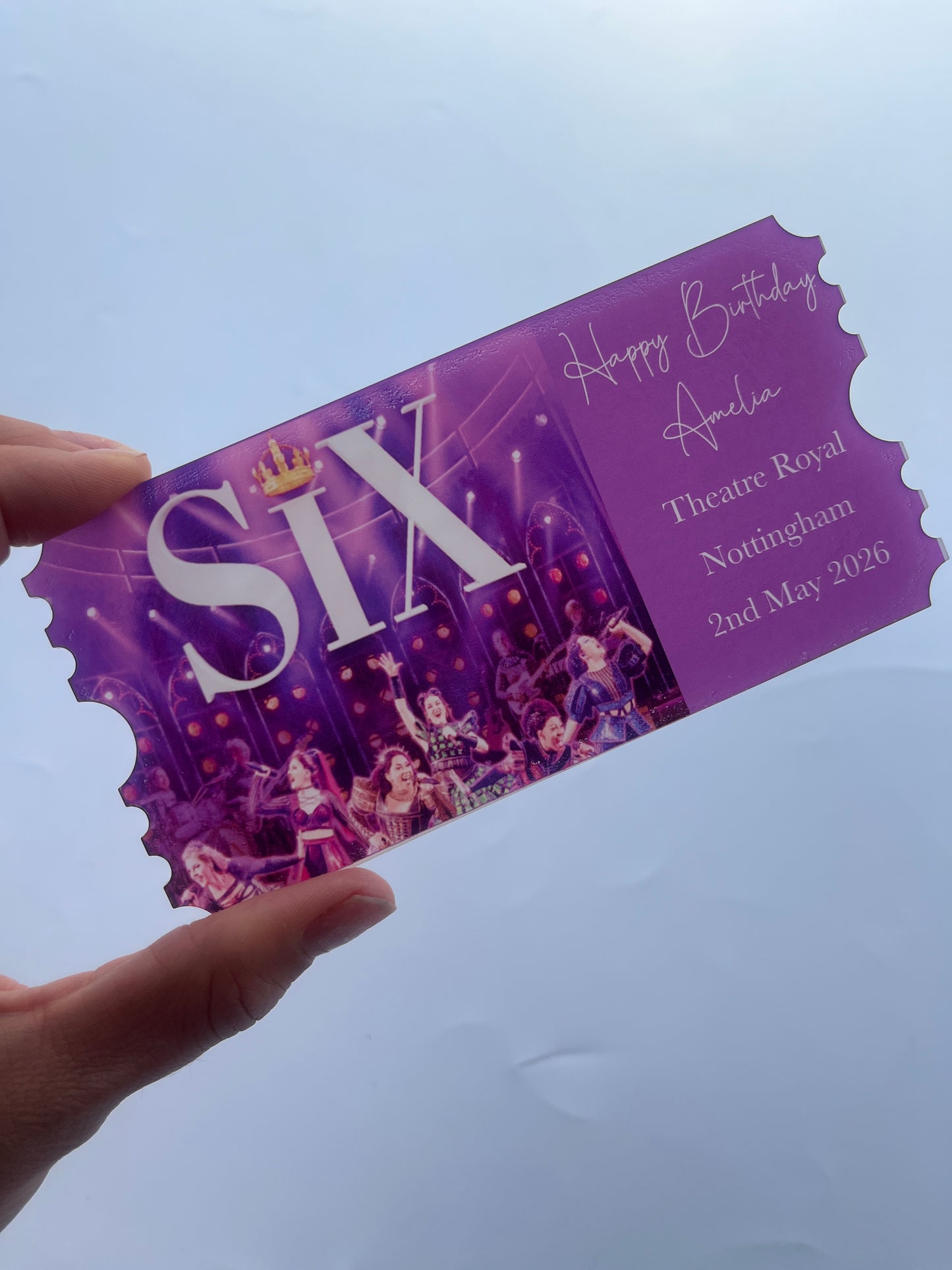 Personalised printed keepsake acrylic ticket