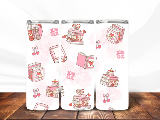 Pink Love to Read 20oz stainless steel tumbler