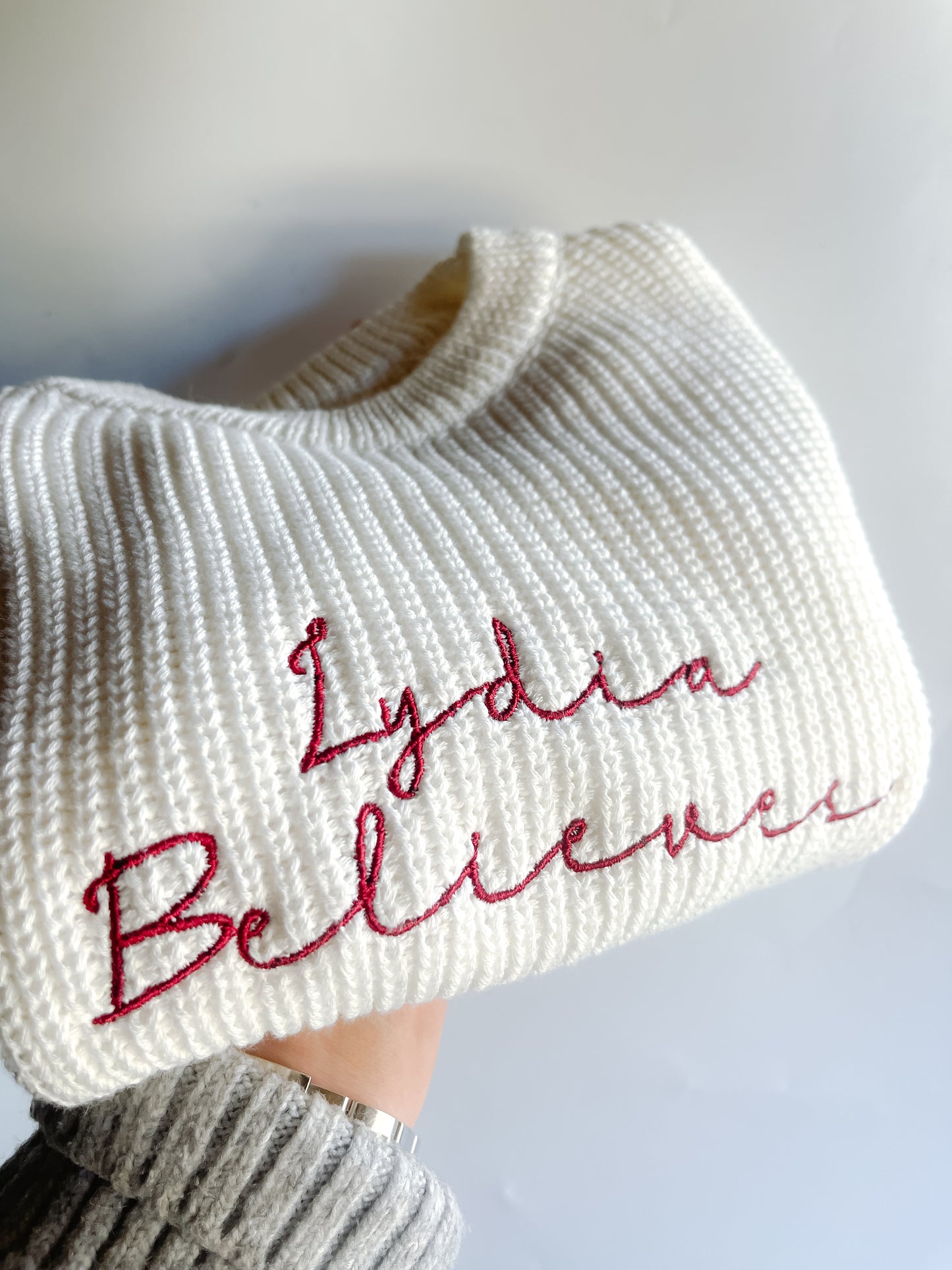 Personalised, embroidered I believe knitted Christmas Sweatshirt | Christmas Jumper | matching Christmas Jumpers