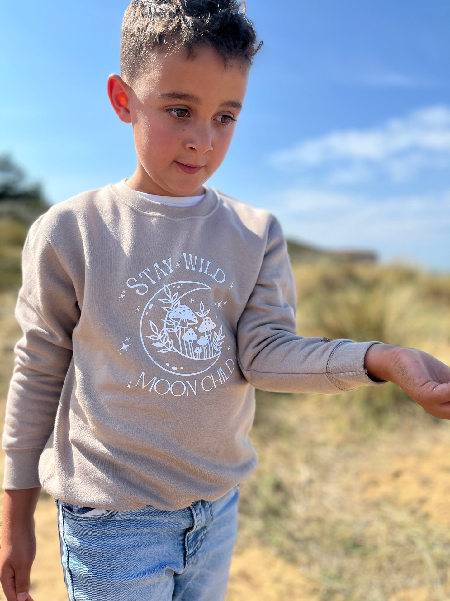 π "Stay Wild Moon Child" Kids' Sweatshirt β Cozy Cotton Jumper with Vinyl Print π