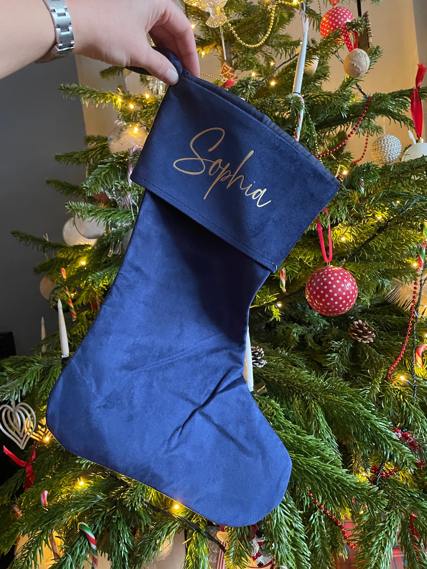 Personalised velvet Christmas stocking