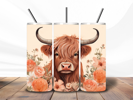 Highland Cow 20oz tumbler | water bottle | coffee travel mug | tea tumbler