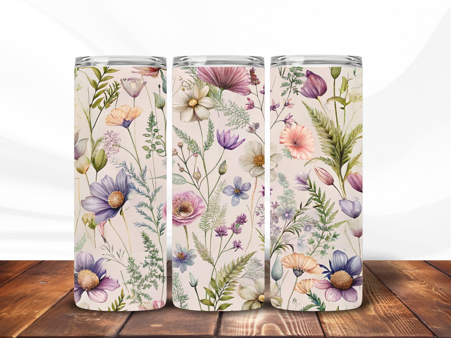 Cream wildflower 20oz tumbler | floral coffee travel tumbler | coffee flask | Tea