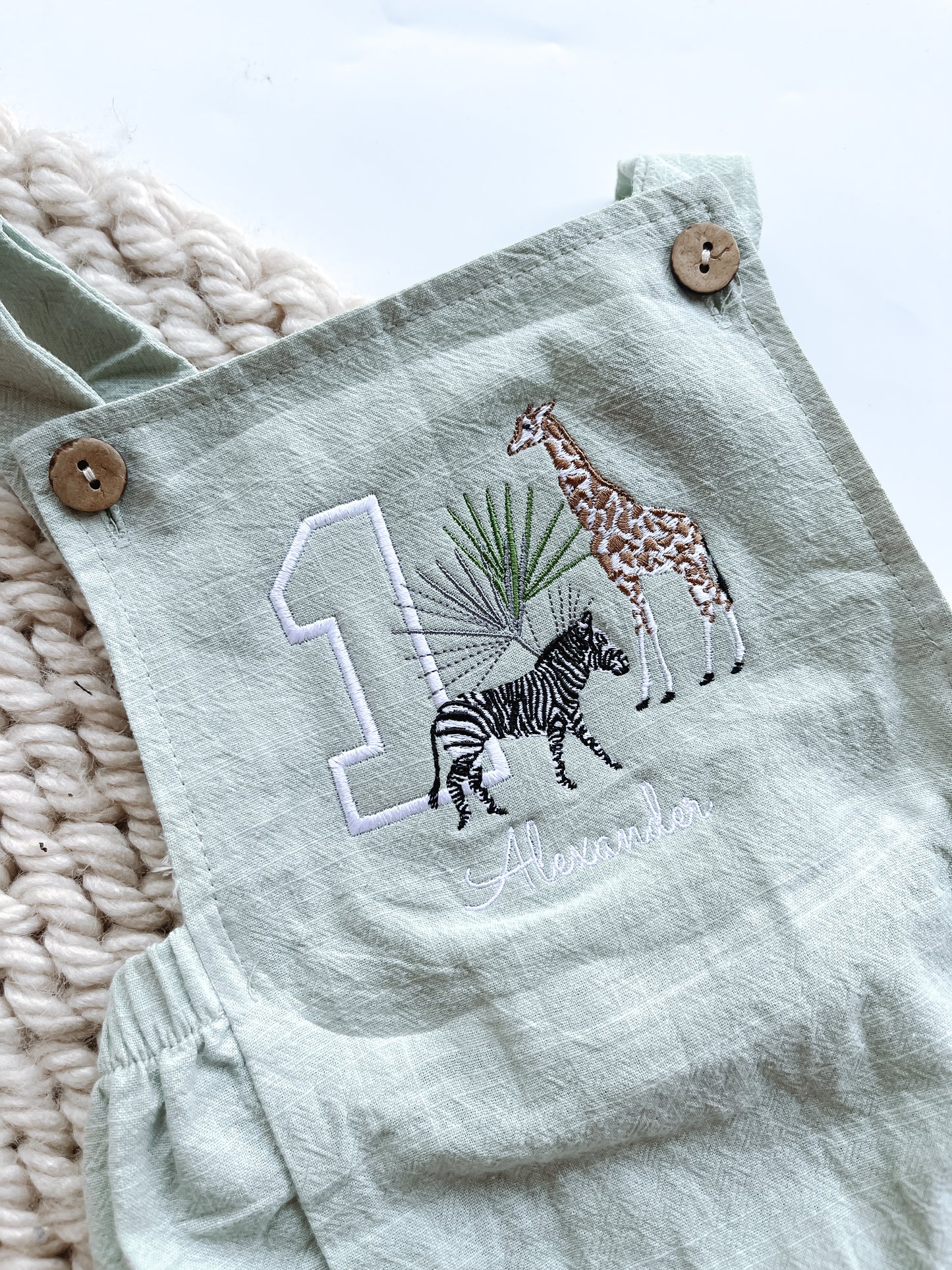 Personalized 1st Birthday Safari Baby Romper – Custom Embroidered Animal Bodysuit – Jungle Theme Outfit for Boys & Girls