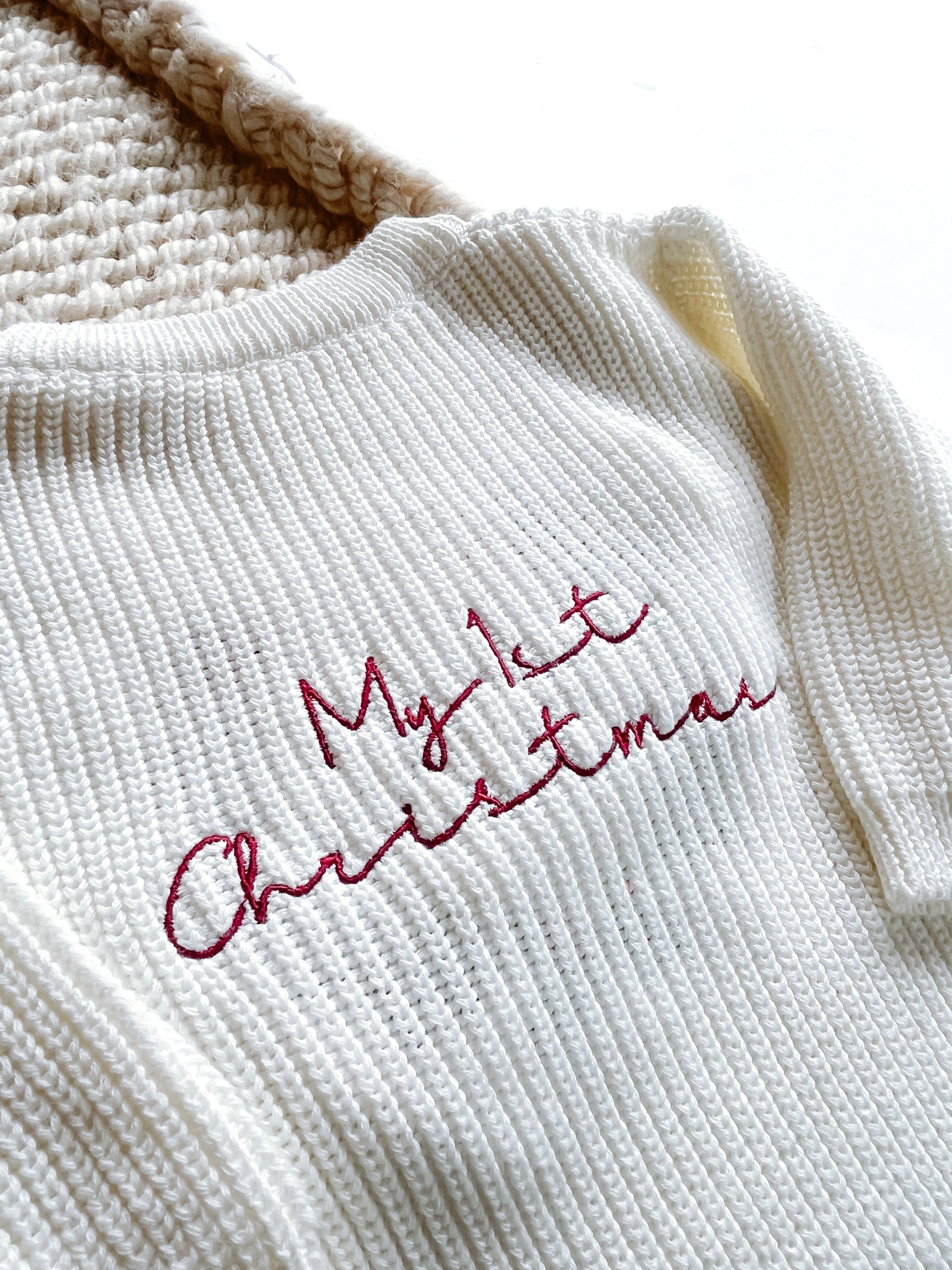 My 1st Christmas SWEATSHIRT –  Embroidered Knitted Christmas Outfit | babies first Christmas jumper