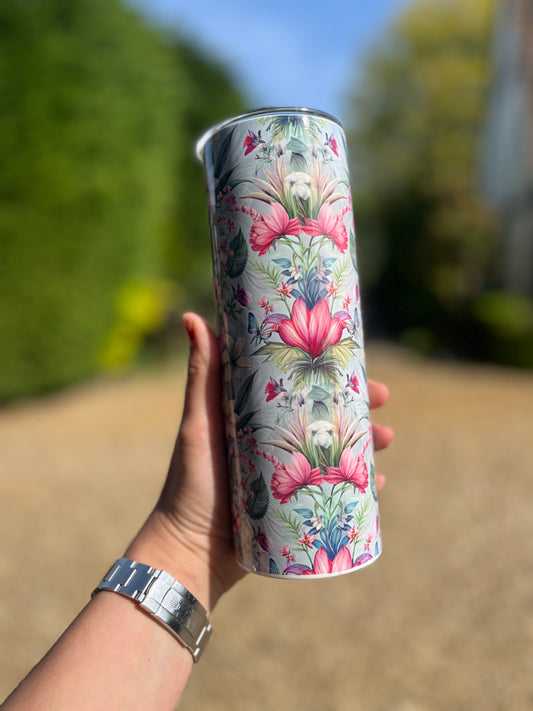 Pretty blue floral 20oz tumbler