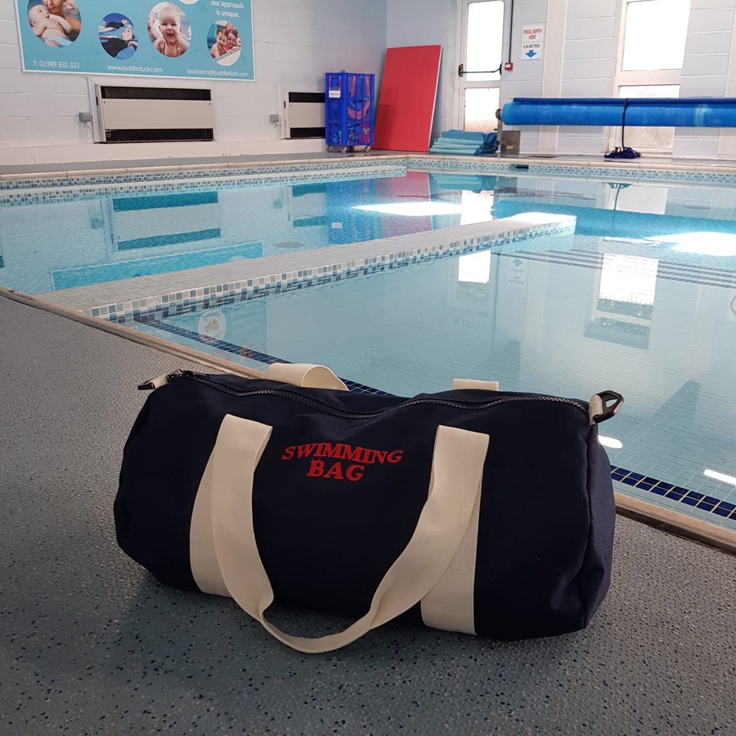 Sleepover| swim| Dance | Personalised bag| red & navy embroidery bag