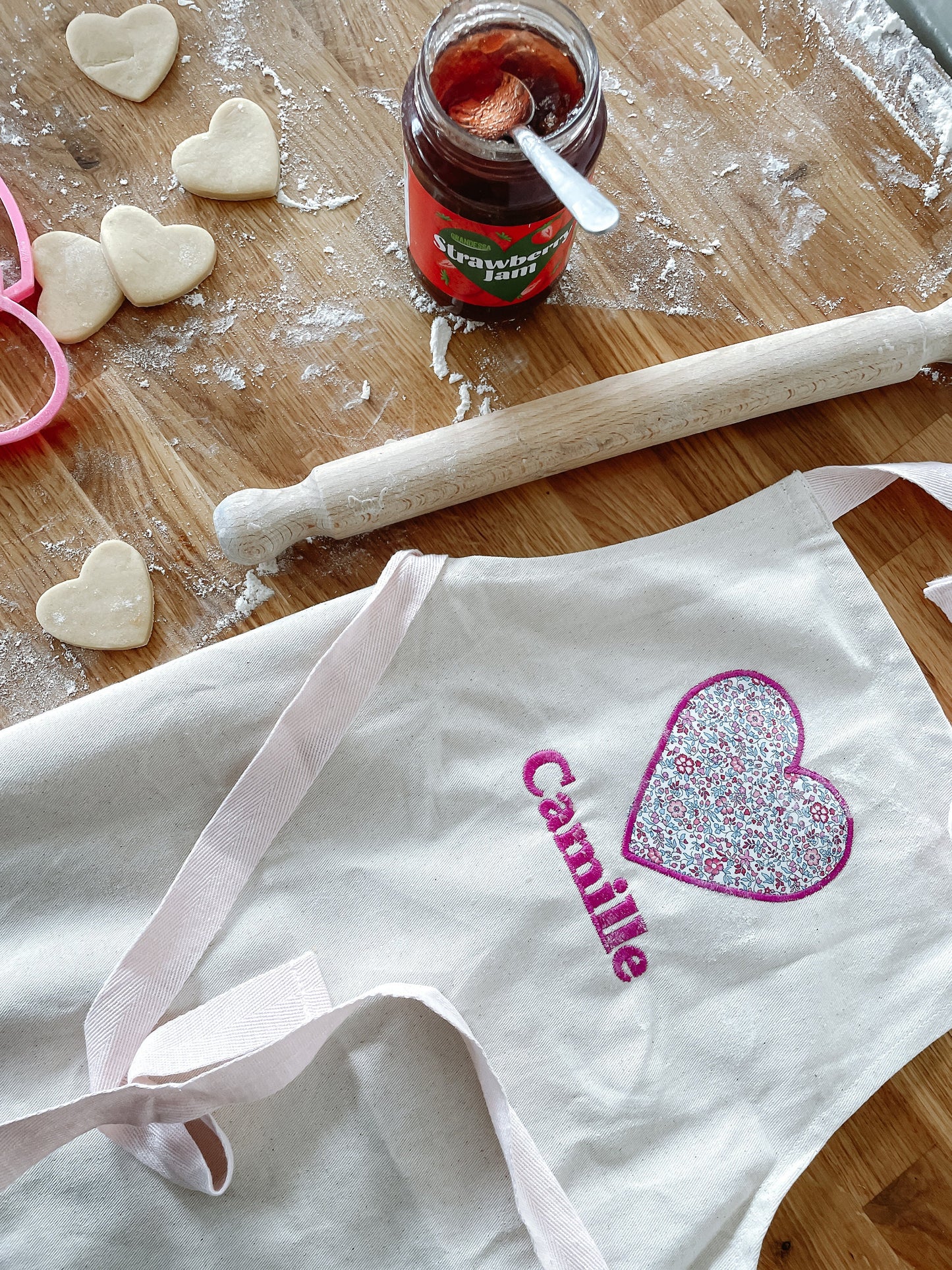 Personalised apron | children’s liberty print personalised embroidered apron | craft | baking | cooking apron