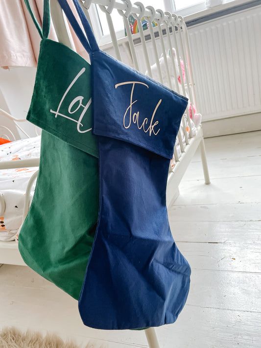Personalised velvet Christmas stocking
