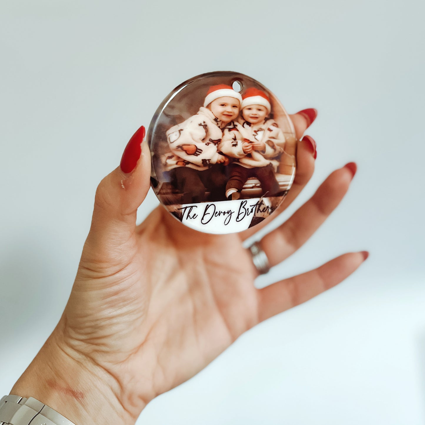 Personalised photo ceramic Christmas tree ornament decoration