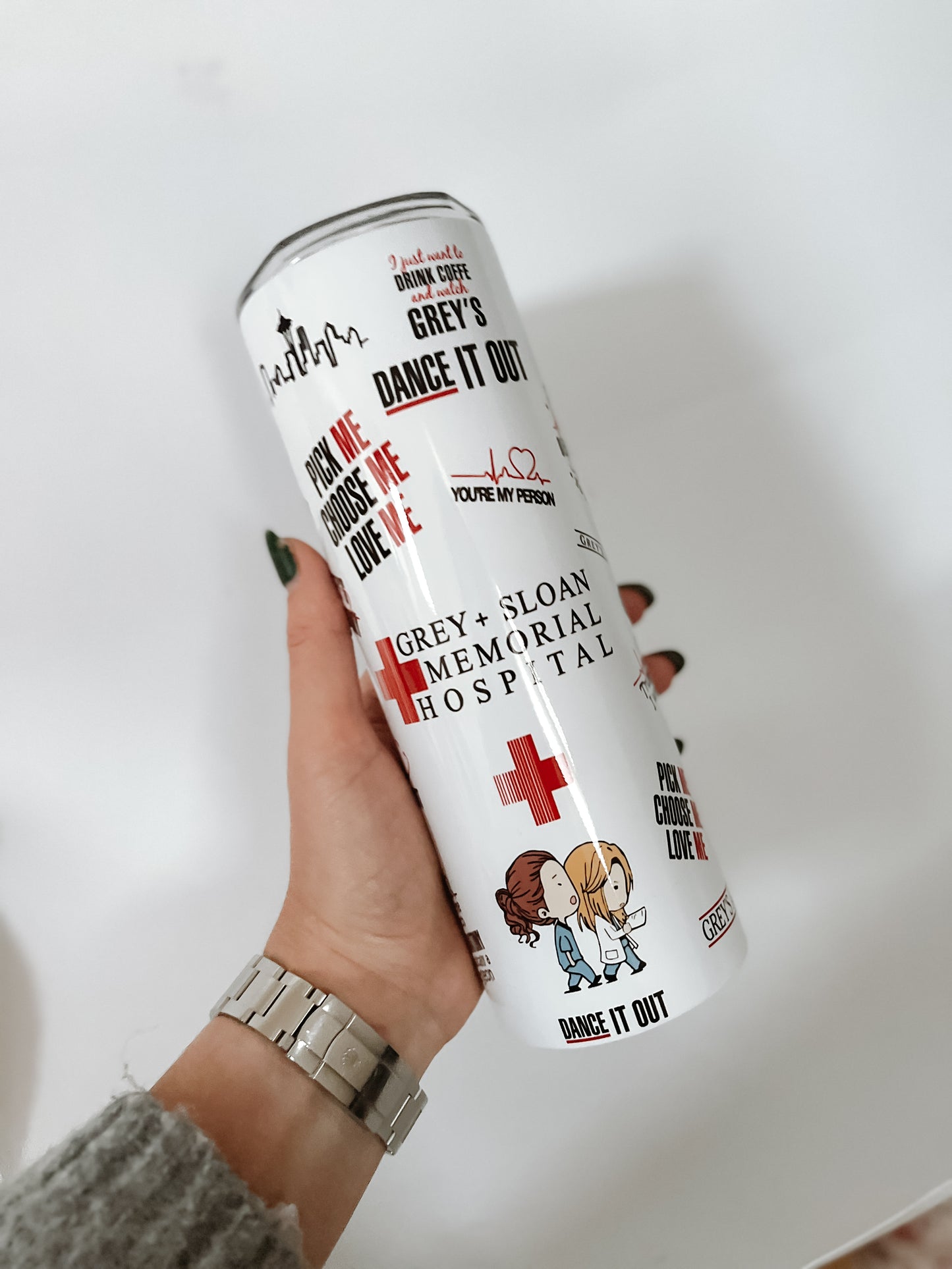 Greys anatomy theme 20oz stainless steel tumbler