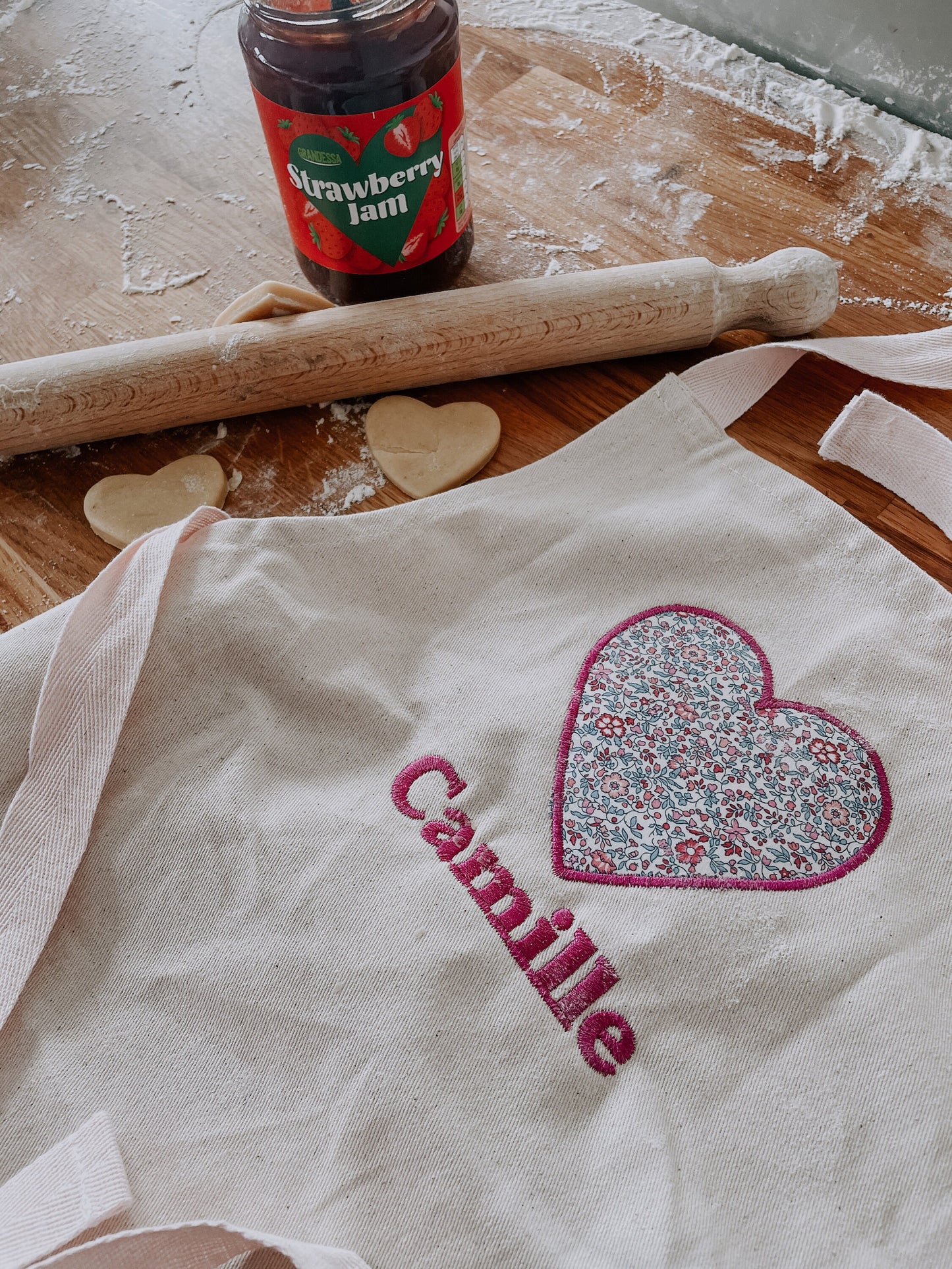 Personalised apron | children’s liberty print personalised embroidered apron | craft | baking | cooking apron