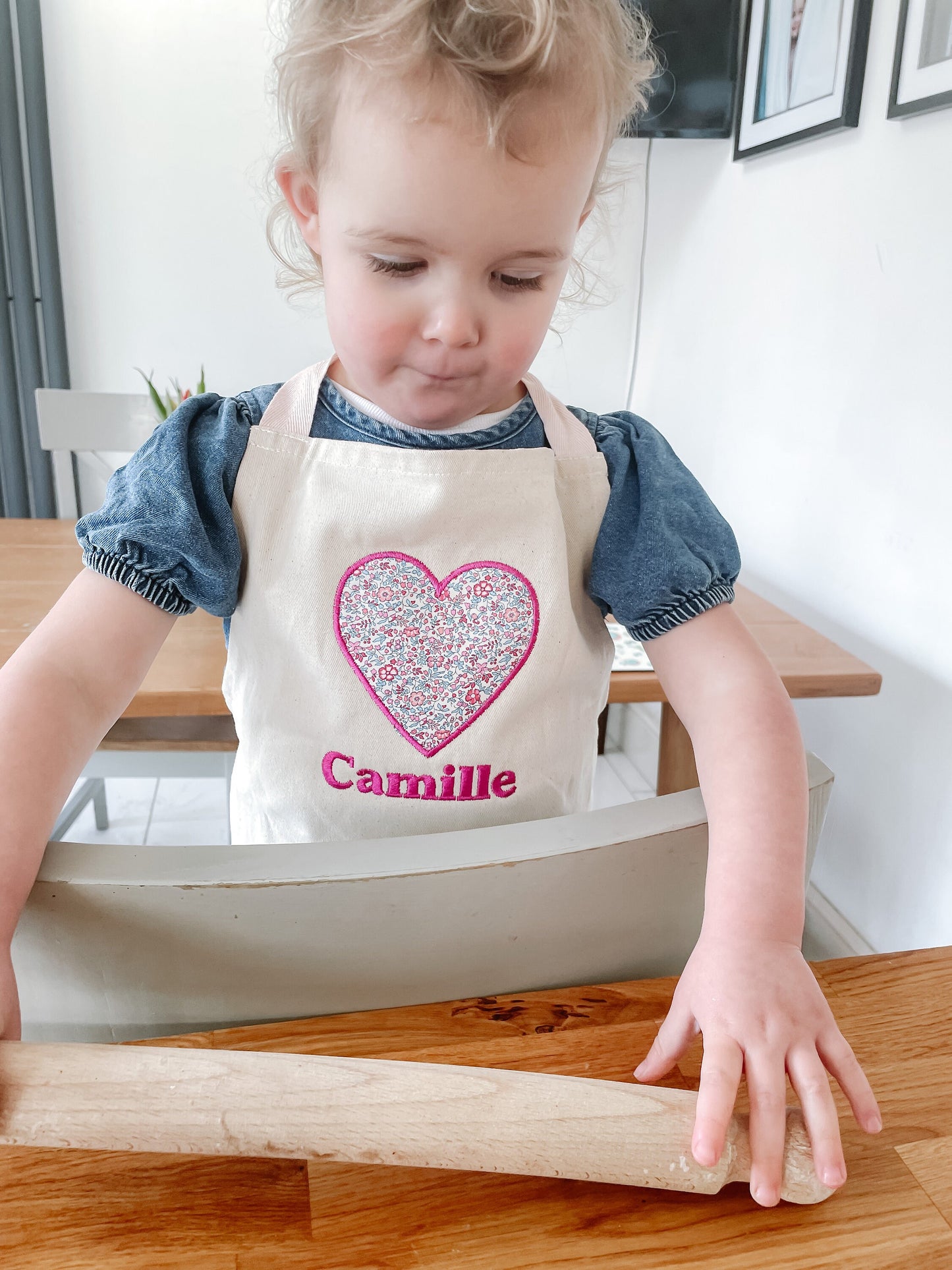 Personalised apron | children’s liberty print personalised embroidered apron | craft | baking | cooking apron