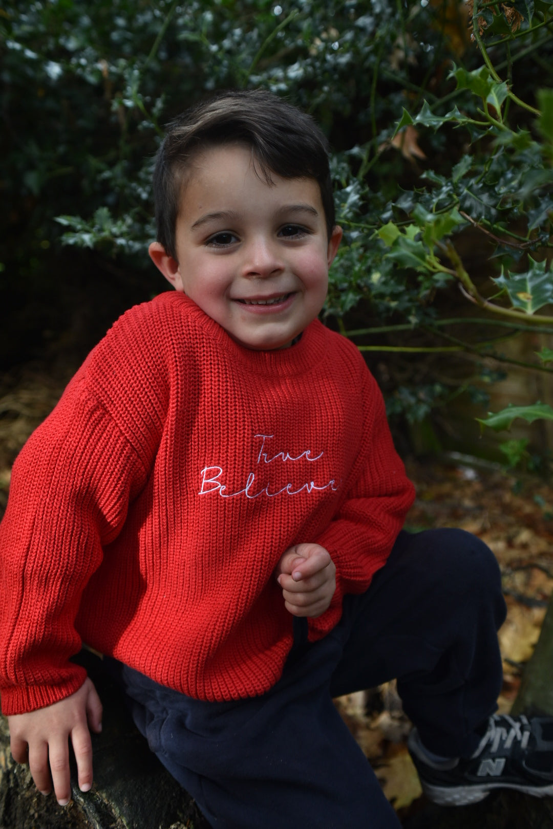 True believer children’s knitted Christmas sweatshirt