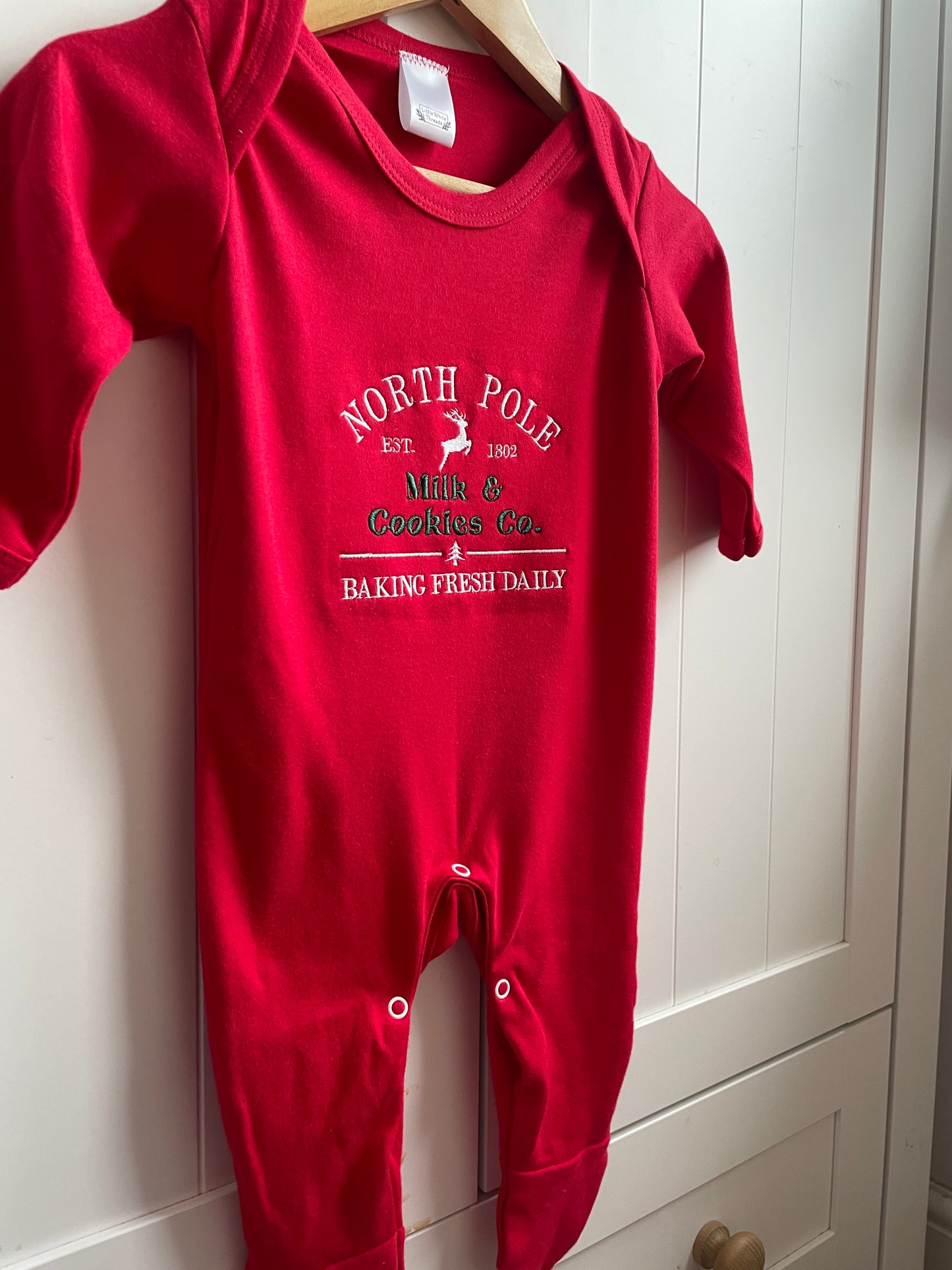 Embroidered baby Christmas romper | sleepsuit