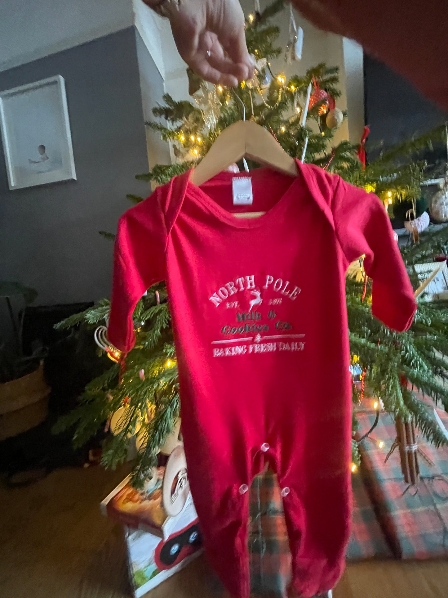 Embroidered baby Christmas romper | sleepsuit