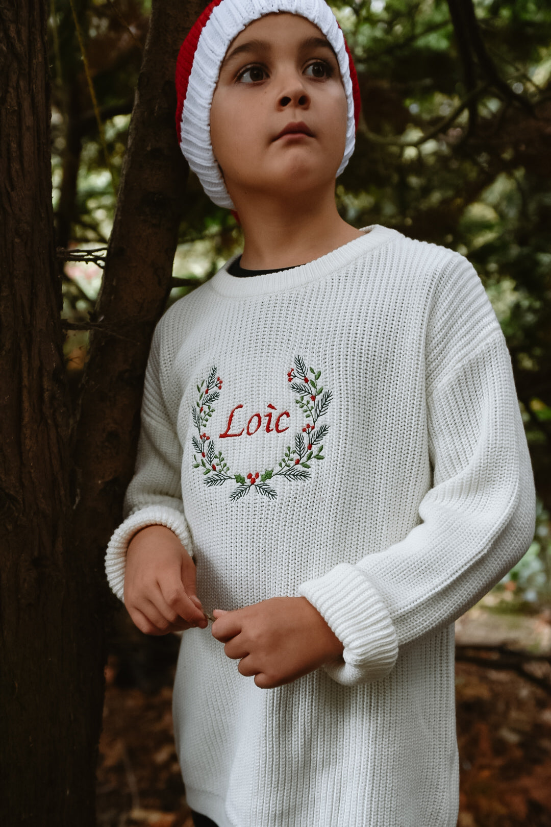 Personalised classic Christmas wreath SWEATSHIRT –  Embroidered Knitted Christmas Outfit