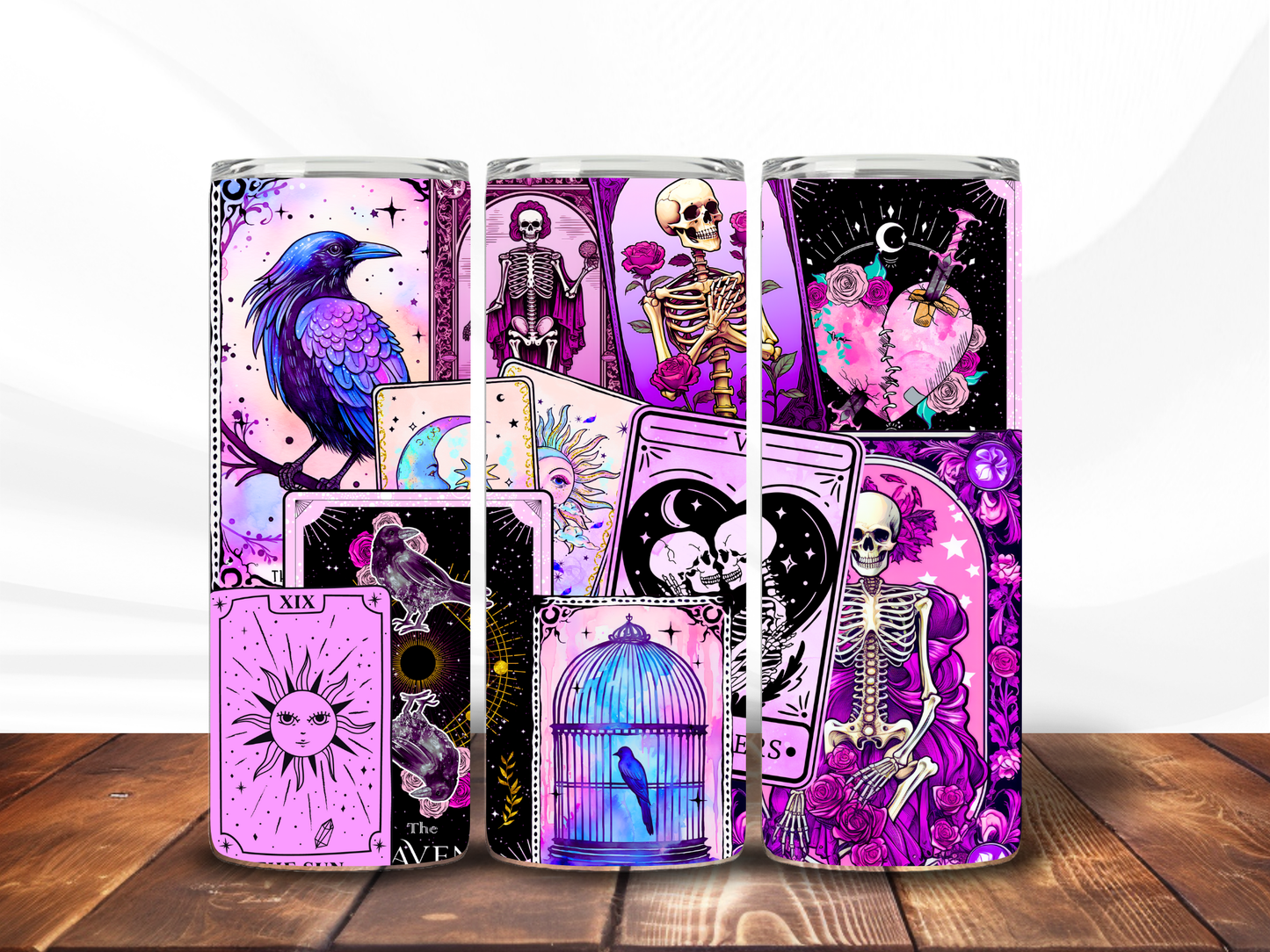 Tarot card 20oz Stainless Steel Tumbler – Mystical Tarot Card Travel Mug with Lid & Straw