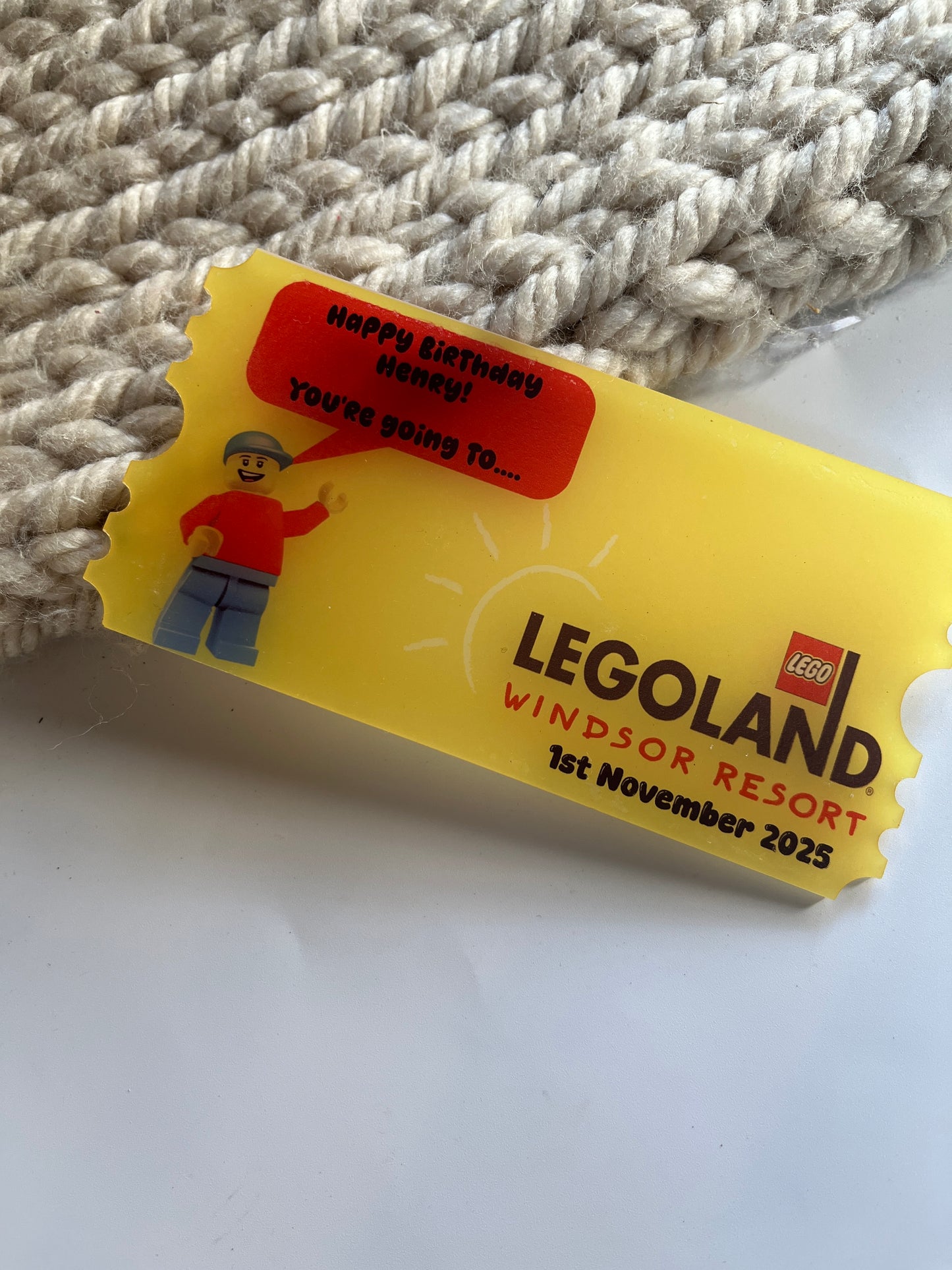 Personalised printed keepsake acrylic ticket