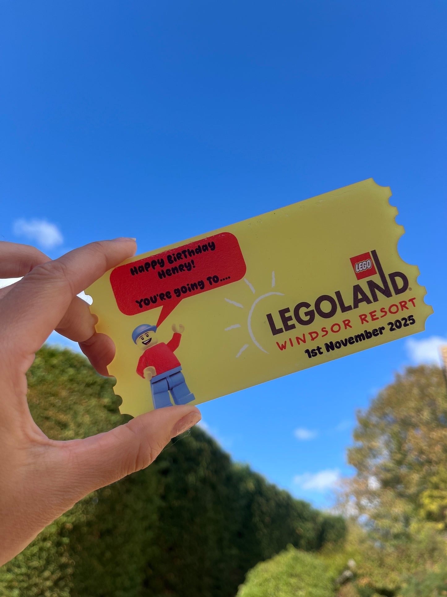 Personalised printed keepsake acrylic ticket