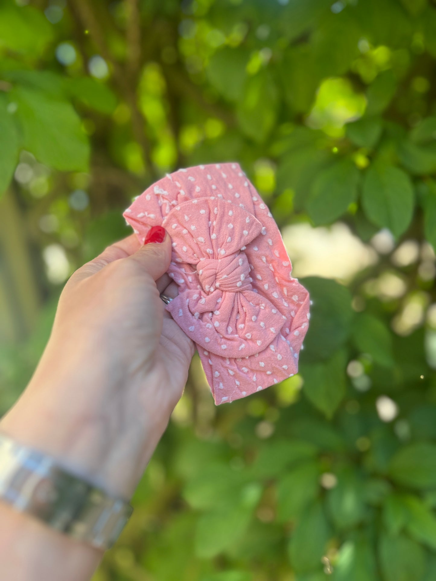 Autumn girls pink dotty headband