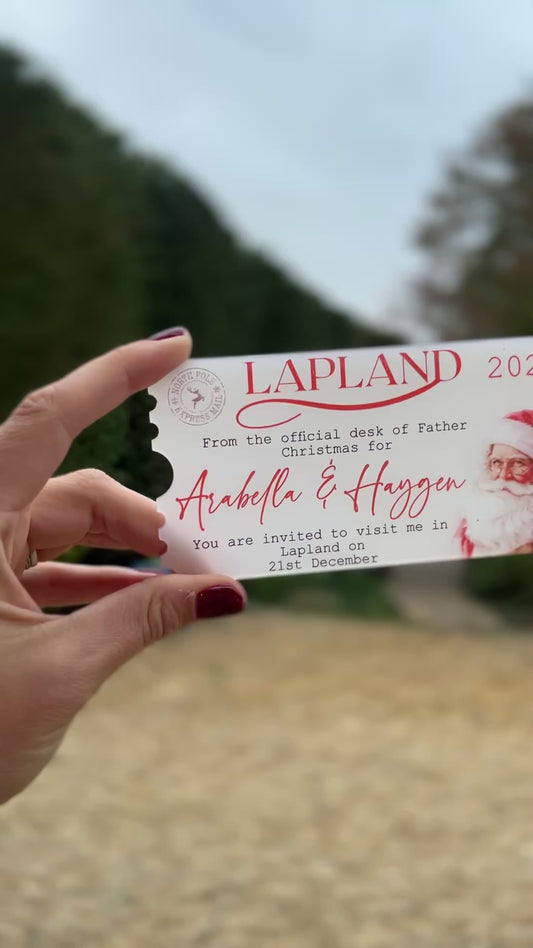 Personalised Lapland reveal keepsake acrylic ticket
